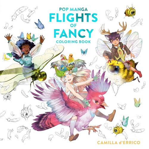 Cover art featuring manga-style characters riding insects and birds with surrounding line art illustrations.