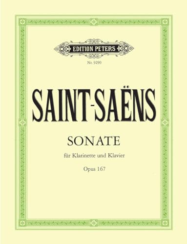 Sheet music cover for Saint-Saëns Clarinet Sonata, Opus 167.
