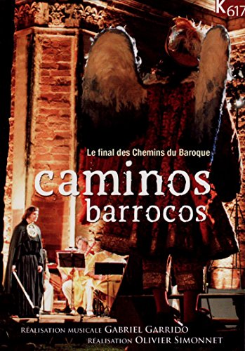 DVD cover for "Caminos Barrocos" featuring musicians and a baroque angel statue.