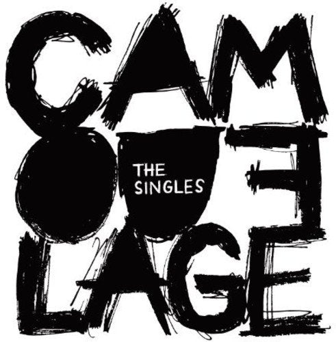 CD cover for Camouflage’s “The Singles” with bold, black, abstract lettering.