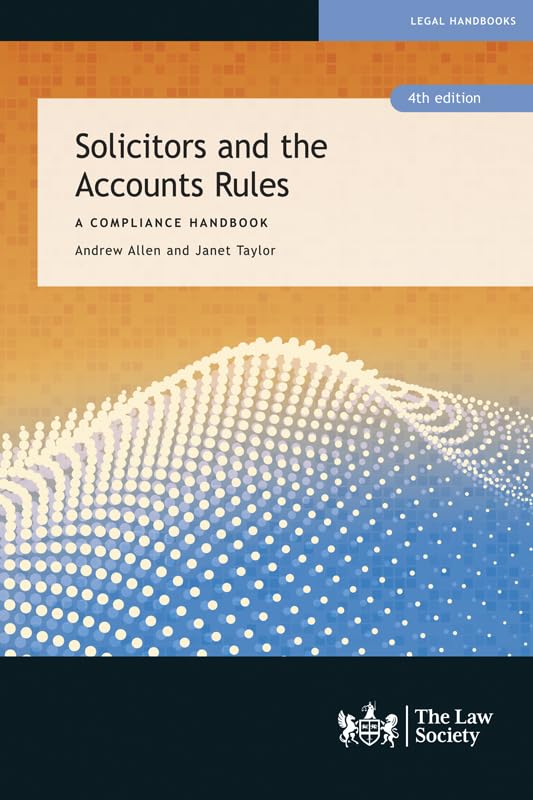 Book cover: "Solicitors and the Accounts Rules, 4th edition" compliance handbook.