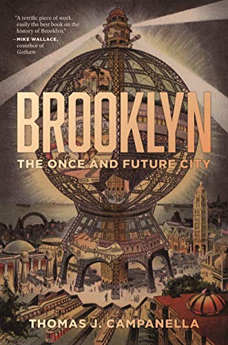Book cover: “Brooklyn: The Once and Future City” with illustrated cityscape.