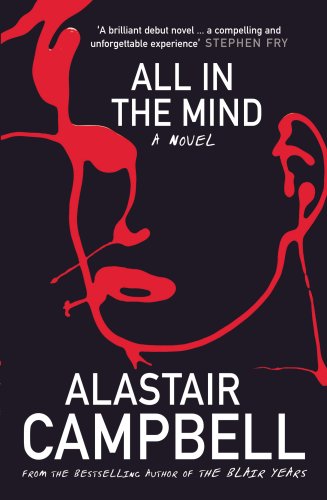 Book cover: red abstract face against a dark background, title “All in the Mind”.