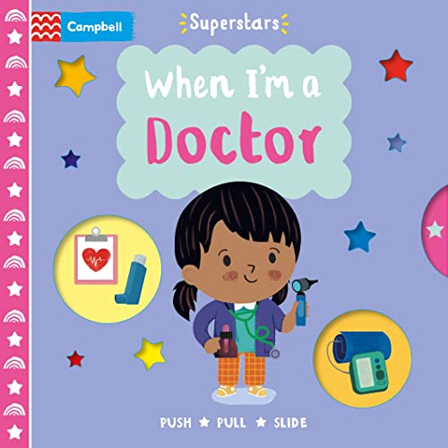 Book cover: “When I’m a Doctor” featuring a child with medical tools.