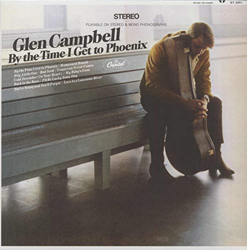 Glen Campbell album cover: man with guitar sitting on a bench.