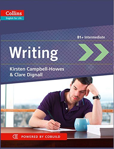 Collins English for Life: Writing B1+ textbook cover with a student.
