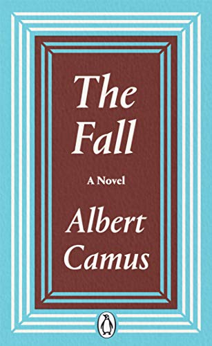 Book cover for "The Fall" by Albert Camus, red and blue design.