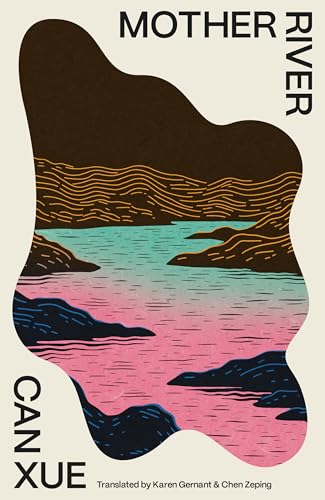 Book cover: “Mother River” with abstract landscape of water and land.