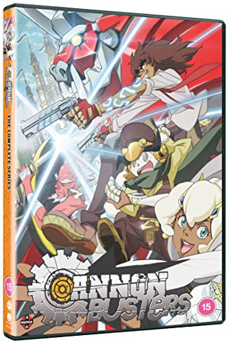 DVD cover for “Cannon Busters” anime series featuring action poses.