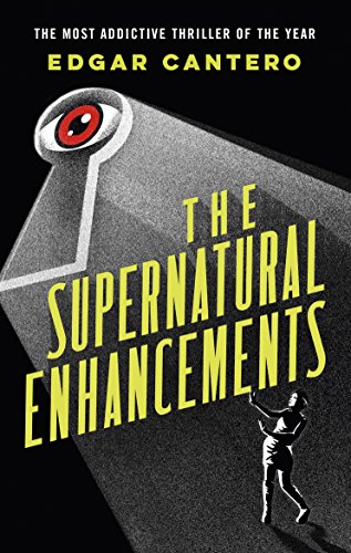 Book cover: eye keyhole, title āThe Supernatural Enhancementsā, figure below.