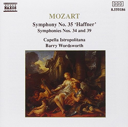 Mozart CD cover featuring a classical painting of cherubs and a light grey background.