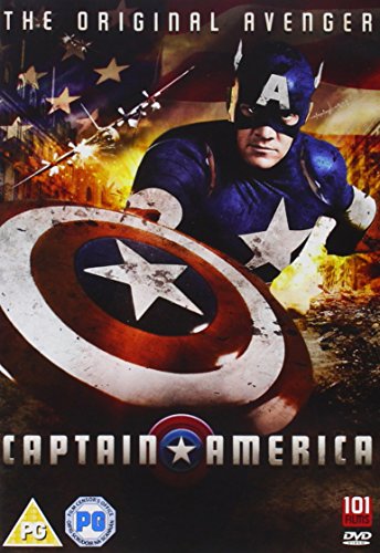 Captain America DVD cover showing the hero holding his shield against a fiery background.