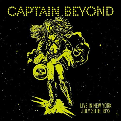 Album cover with yellow illustration of a figure on a black starry background.