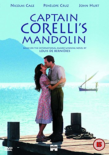 Movie poster for "Captain Corelli's Mandolin" featuring a couple embracing.