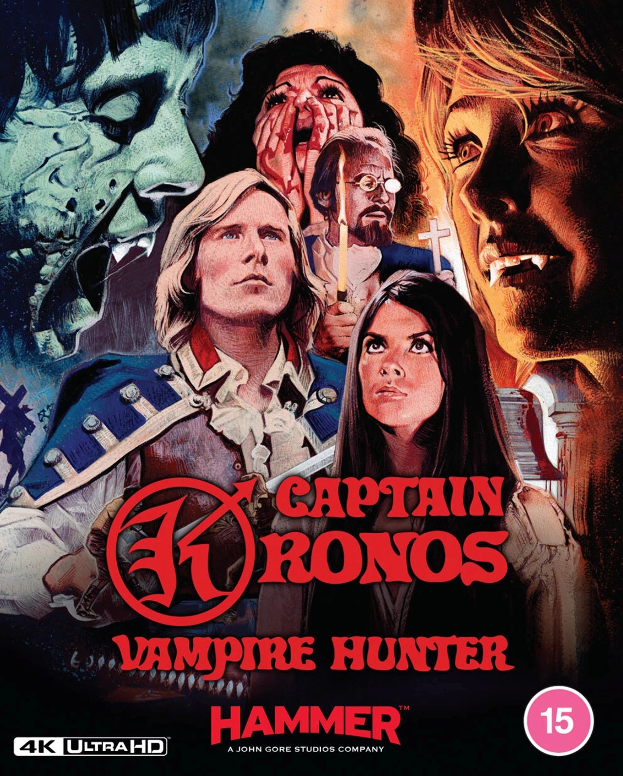 “Captain Kronos Vampire Hunter” Blu-ray cover with dramatic painted figures and logo.