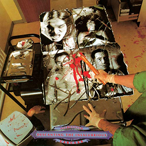 Album cover: surgical scene with faces, instruments, and blood splatters.
