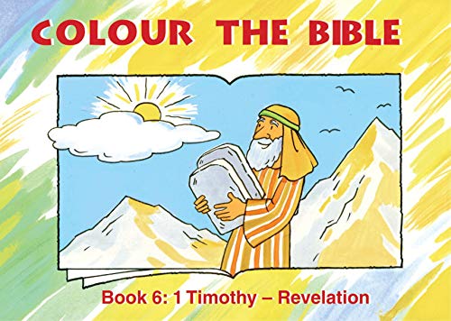 Colouring book cover depicting Moses with stone tablets and a sun.