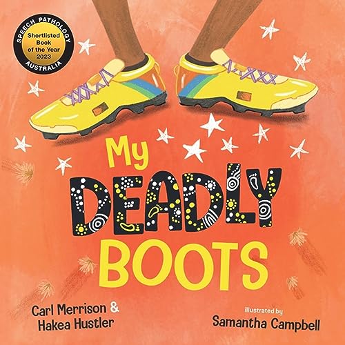 Book cover with yellow boots, stars, and bold black lettering.