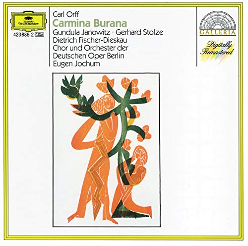CD cover for Carl Orff’s “Carmina Burana” with orange stylized figures.