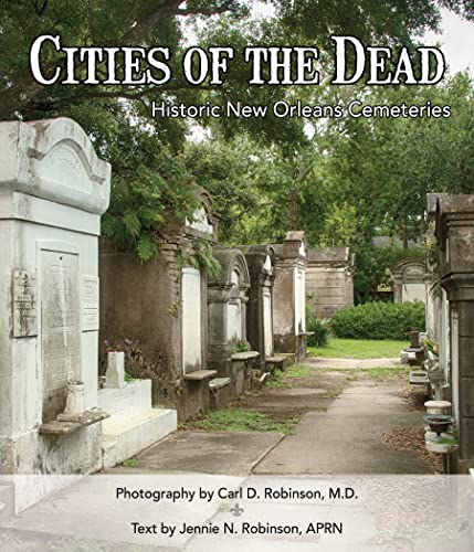 Book cover depicting a pathway lined with weathered New Orleans cemetery tombs.