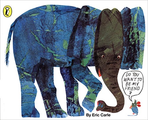 A blue elephant and a small mouse with a speech bubble on a white background.
