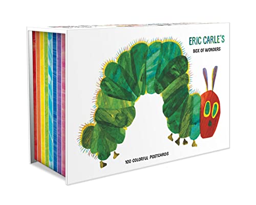A white box of postcards featuring The Very Hungry Caterpillar illustration on the front.