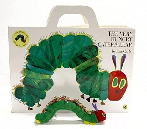 A giant board book of The Very Hungry Caterpillar with a plush toy caterpillar.