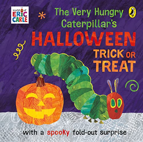 The Very Hungry Caterpillar dressed for Halloween with a pumpkin.