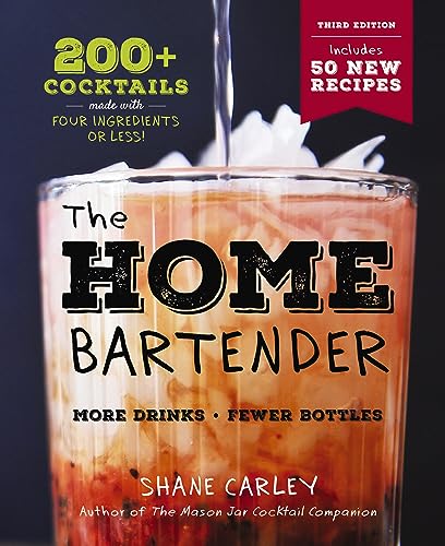 Book cover for The Home Bartender showing a cocktail being poured into a glass.