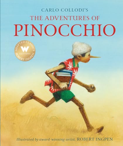 Cover of “The Adventures of Pinocchio” showing a running wooden boy.