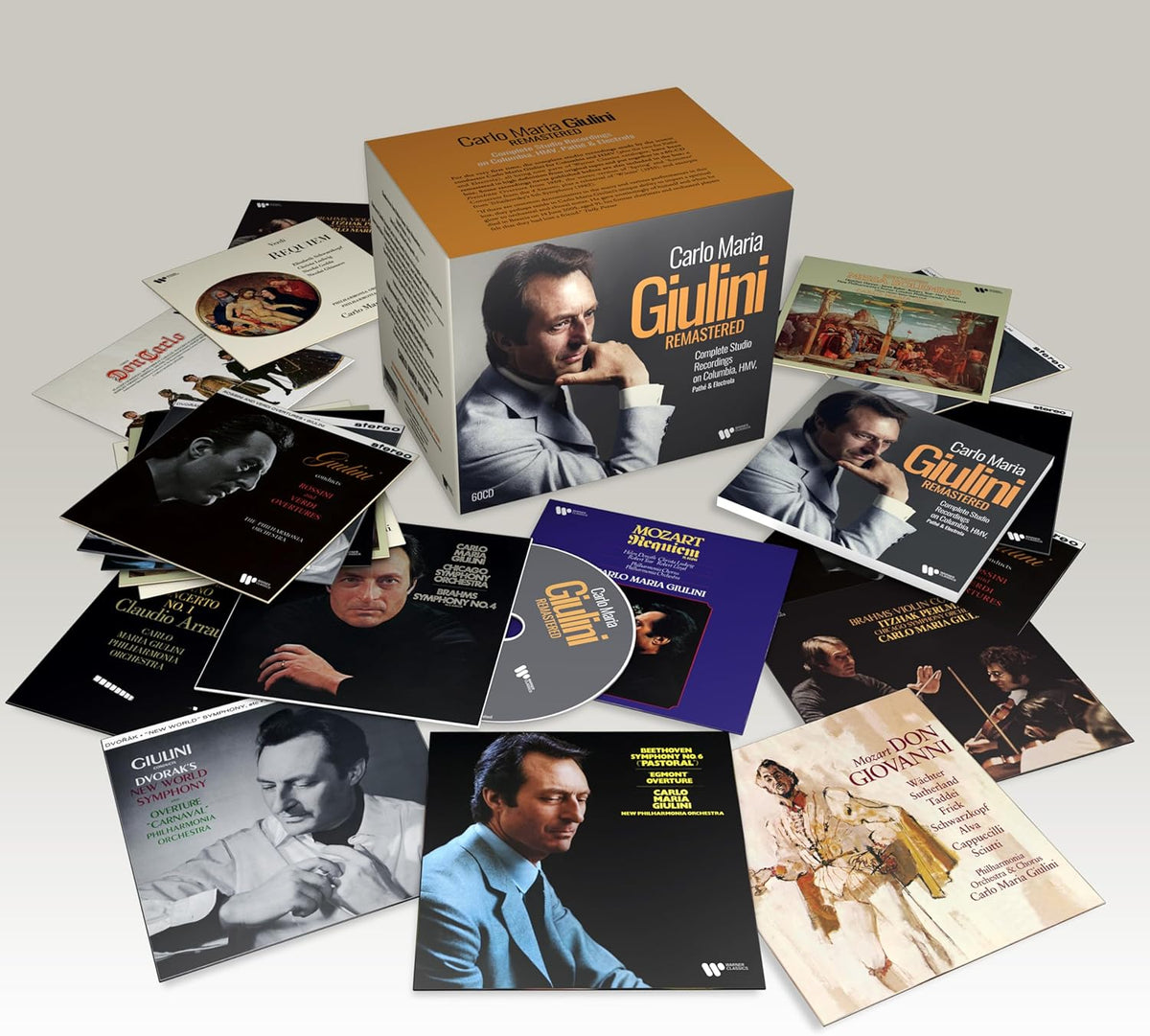 Carlo Maria Giulini remastered CD collection with album covers and booklet.