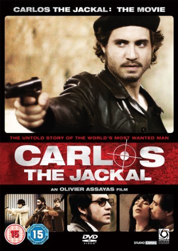 DVD cover for "Carlos The Jackal" featuring a man with a gun.