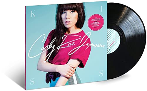Carly Rae Jepsen “Kiss” vinyl record with album cover featuring the artist.