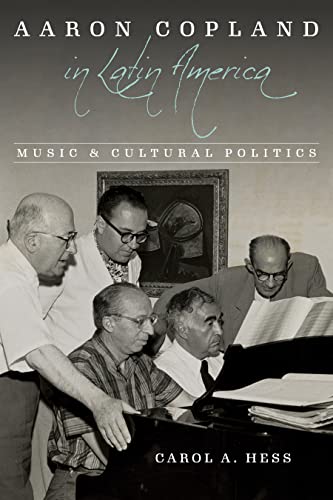 Book cover featuring Aaron Copland and men looking at sheet music.