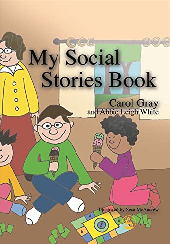 Book cover with cartoon children and the title "My Social Stories Book".
