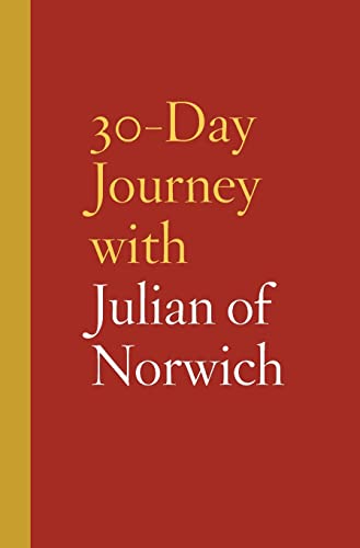 Red book cover with gold text: "30-Day Journey with Julian of Norwich.
