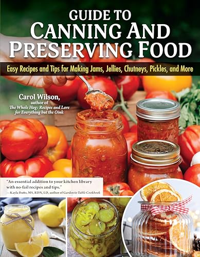 Book cover featuring tomatoes, jars, and preserved food, titled “Guide to Canning and Preserving Food.”