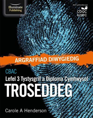 Textbook cover with a blue fingerprint, orange banner, and Welsh criminology course title.