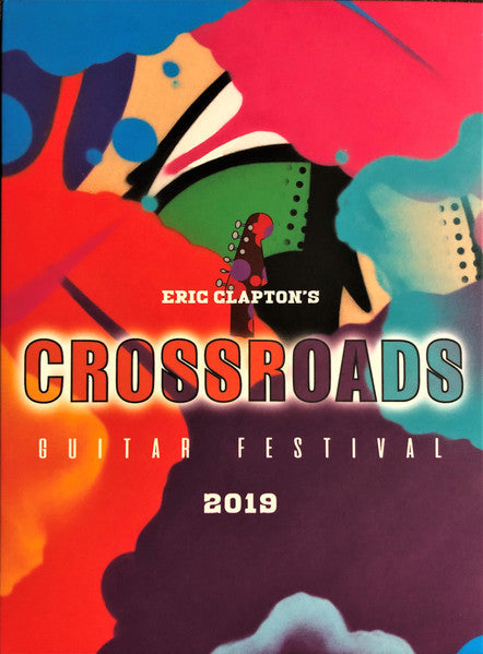 Blu-ray cover for Eric Clapton’s Crossroads Guitar Festival 2019, colorful abstract art.