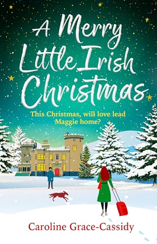 Book cover: snowy Irish castle scene with a woman and dog.