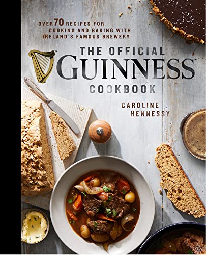 Guinness cookbook cover with stew, bread, and a pint of Guinness.