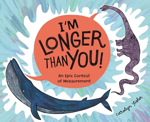 A blue whale and a long-necked dinosaur face each other on a book cover.