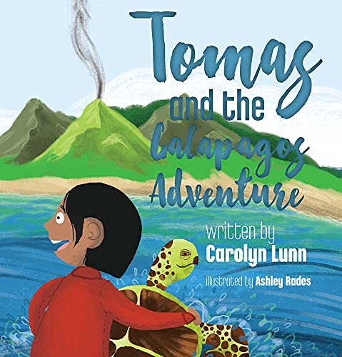 Book cover: boy riding a sea turtle near a volcano.