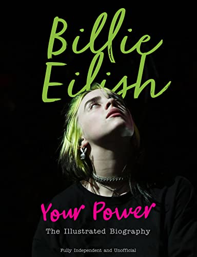 Book cover featuring Billie Eilish looking upwards, with green and pink text.