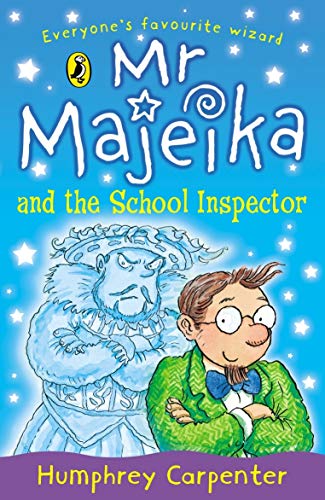 Book cover: "Mr Majeika and the School Inspector" with wizard and boy.