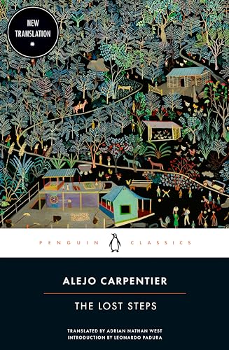 Book cover: colorful jungle scene with small buildings and people.