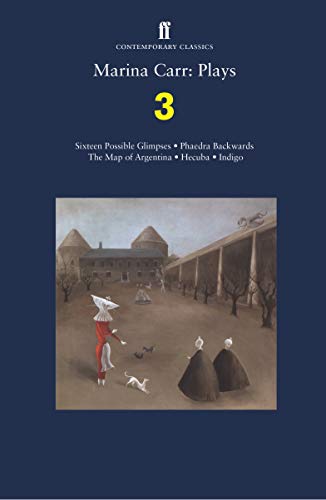 Book cover for Marina Carr’s “Plays 3” with illustrated figures and buildings.