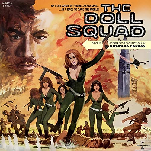 Vinyl record cover art for "The Doll Squad" soundtrack, featuring women in green jumpsuits.