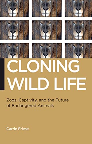 Book cover with a grid of lion faces and the title “Cloning Wild Life.”