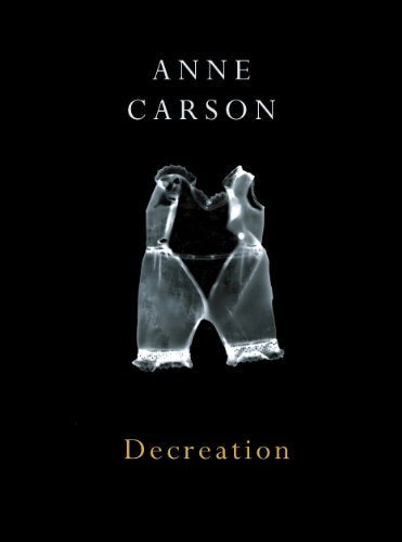 Black book cover with fragmented sculpture and author name, Anne Carson.